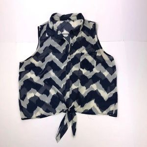 ​Charlotte Russe XL Navy Blue White Blouse